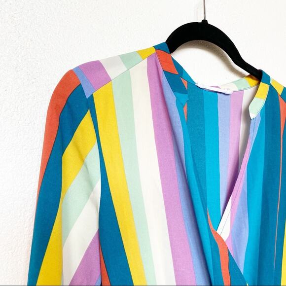 All In Favor Multi Stripe Surplice Dress Size Medium - Picture 5 of 11